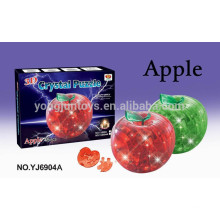 YJ 3D puzzle DIY crystal apple puzzle with light 45pcs for kids